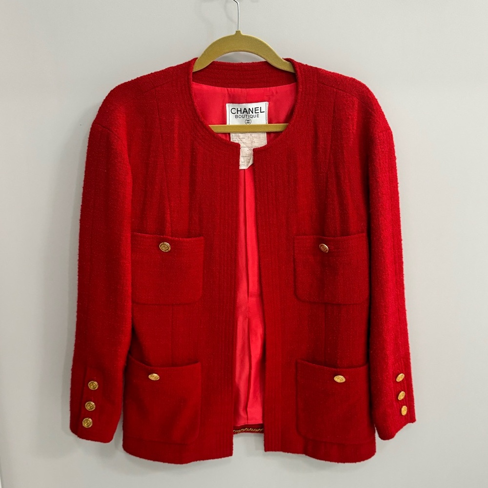 Vintage CHANEL Red jacket blazer Size 38